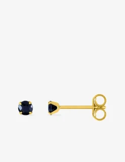 Boucles d'oreilles or jaune 750‰ et saphir 3 mm SO OR