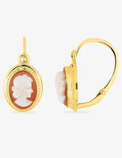 Boucles d'oreilles or jaune 750‰ et camée SO OR