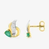 Boucles d'oreilles or jaune 375 ‰, rhodium, émeraude SO OR