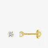 Boucles d'oreilles or jaune 750 ‰ et oxyde de zirconium 3 mm SO OR