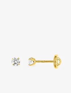 Boucles d'oreilles or jaune 750 ‰ et oxyde de zirconium 3 mm SO OR