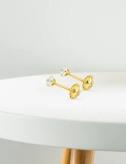 Boucles d'oreilles or jaune 750 ‰ et oxyde de zirconium 3 mm SO OR