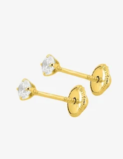 Boucles d'oreilles or jaune 750 ‰ et oxyde de zirconium 3 mm SO OR