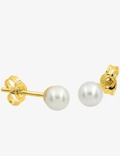 Boucles d'oreilles or jaune 375‰ et perle 4 mm SO OR