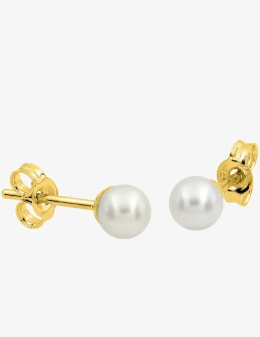 Boucles d'oreilles or jaune 375‰ et perle 4 mm SO OR