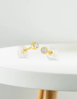 Boucles d'oreilles or jaune 375‰ et oxyde de zirconium SO OR