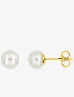 Boucles d'oreilles or jaune 375‰ et perle 6 mm SO OR