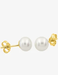 Boucles d'oreilles or jaune 375‰ et perle 6 mm SO OR