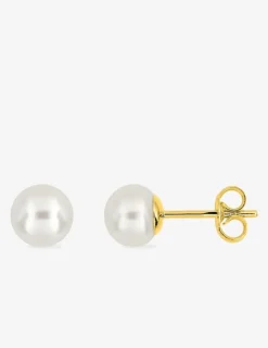 Boucles d'oreilles or jaune 375‰ et perle 7 mm SO OR
