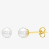 Boucles d'oreilles or jaune 375‰ et perle 5 mm SO OR