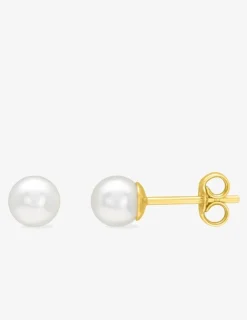 Boucles d'oreilles or jaune 375‰ et perle 5 mm SO OR