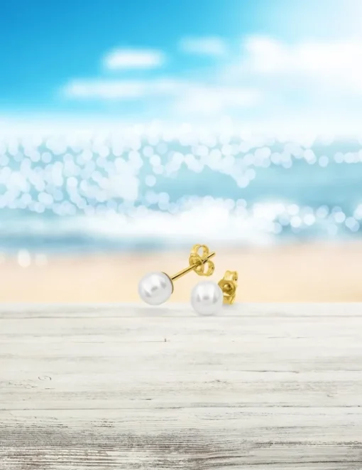 Boucles d'oreilles or jaune 375‰ et perle 5 mm SO OR