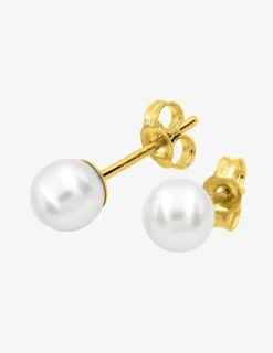 Boucles d'oreilles or jaune 375‰ et perle 5 mm SO OR
