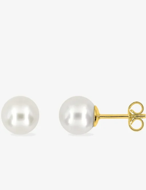 Boucles d'oreilles or jaune 375‰ et perle 7 mm SO OR
