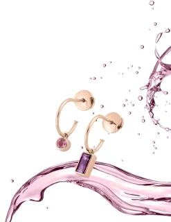 Boucles d'oreilles or rose 750 ‰ améthyste et tourmaline SO OR