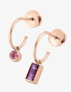 Boucles d'oreilles or rose 750 ‰ améthyste et tourmaline SO OR