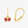Boucles d'oreilles papillon or jaune 750 ‰ laque rose SO OR