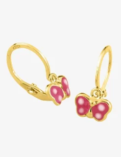 Boucles d'oreilles papillon or jaune 750 ‰ laque rose SO OR