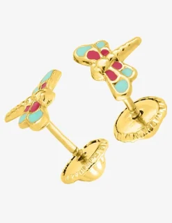 Boucles d'oreilles papillon or jaune 375‰ et laque SO OR
