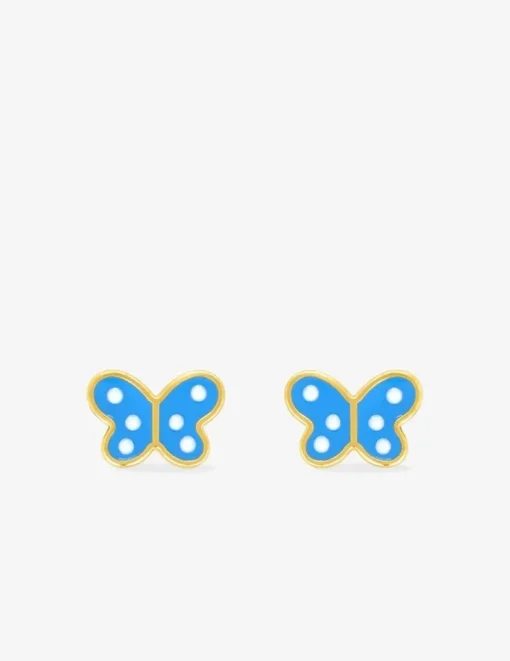Boucles d'oreilles papillon or jaune 375‰ et laque SO OR