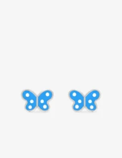 Boucles d'oreilles papillons argent 925 ‰ et laque bleu SO OR