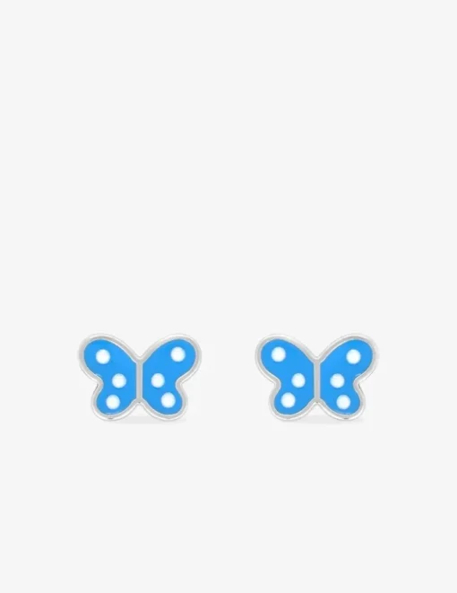 Boucles d'oreilles papillons argent 925 ‰ et laque bleu SO OR