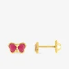 Boucles d'oreilles papillon or jaune 375‰ et laque SO OR