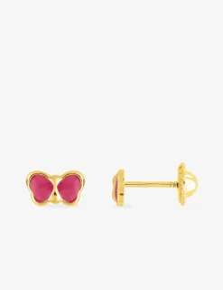Boucles d'oreilles papillon or jaune 375‰ et laque SO OR