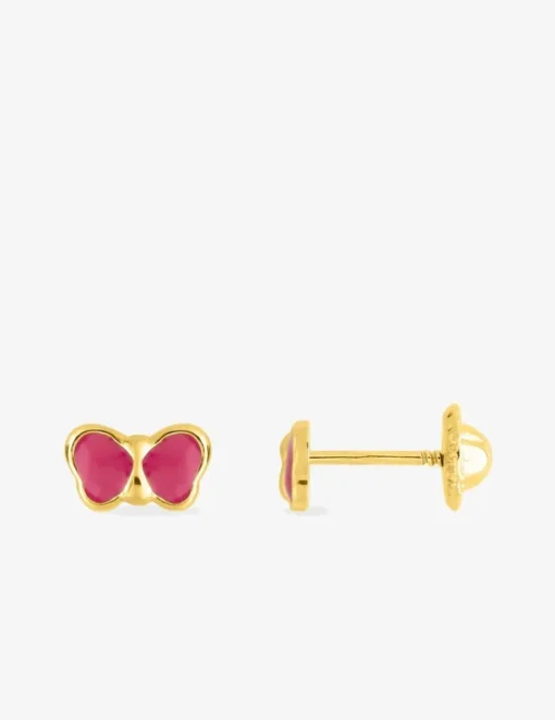 Boucles d'oreilles papillon or jaune 375‰ et laque SO OR