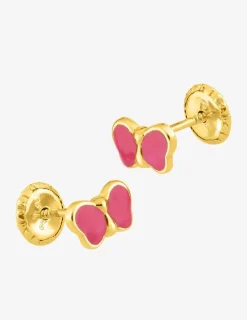 Boucles d'oreilles papillon or jaune 375‰ et laque SO OR