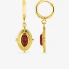 Boucles d'oreilles pendantes acier doré et turquoise rouge synthétique SO OR