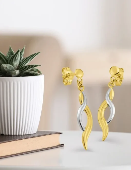 Boucles d'oreilles pendantes bicolores or 375‰ SO OR