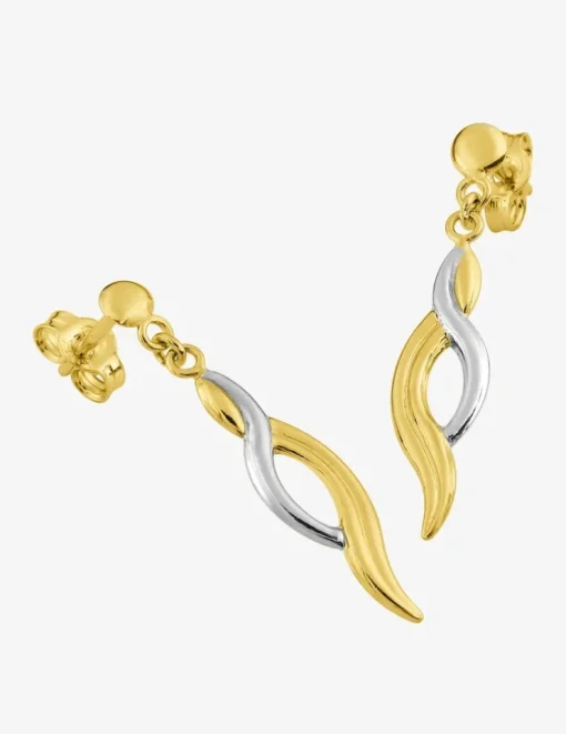 Boucles d'oreilles pendantes bicolores or 375‰ SO OR