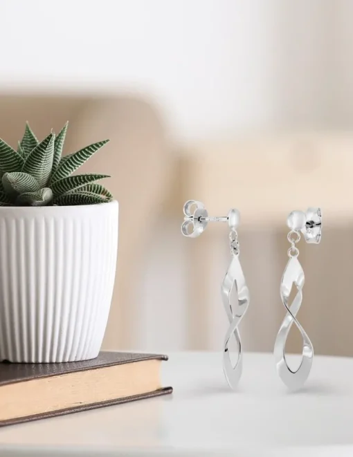Boucles d'oreilles pendantes or blanc 375‰ SO OR