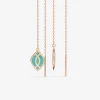 Boucles d'oreilles pendantes Ondine Or rose 375‰ et motif laque verte aqua SO OR