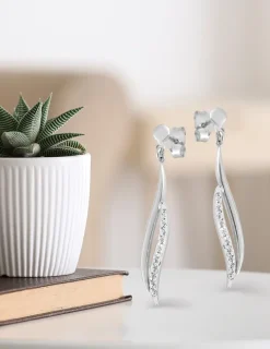 Boucles d'oreilles pendantes or blanc 375‰ SO OR