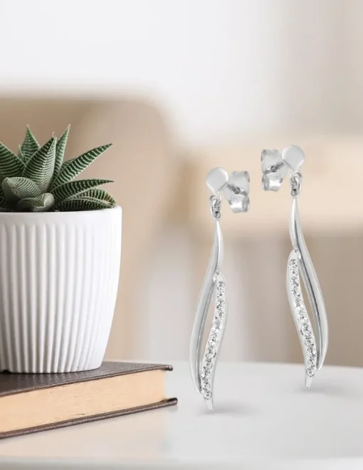 Boucles d'oreilles pendantes or blanc 375‰ SO OR