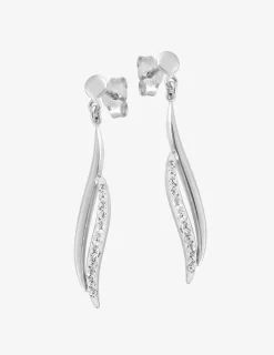 Boucles d'oreilles pendantes or blanc 375‰ SO OR