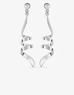 Boucles d'oreilles pendantes "serpentin" or blanc 375‰ SO OR