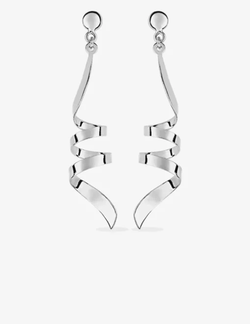 Boucles d'oreilles pendantes "serpentin" or blanc 375‰ SO OR