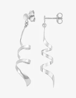 Boucles d'oreilles pendantes "serpentin" or blanc 375‰ SO OR