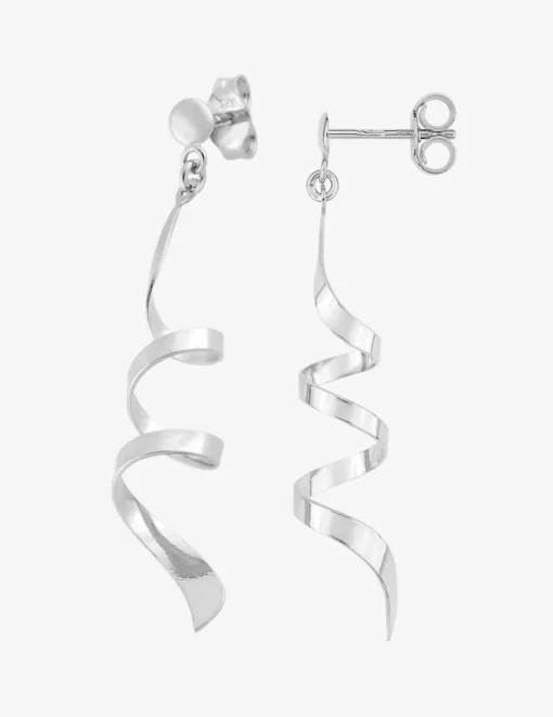 Boucles d'oreilles pendantes "serpentin" or blanc 375‰ SO OR