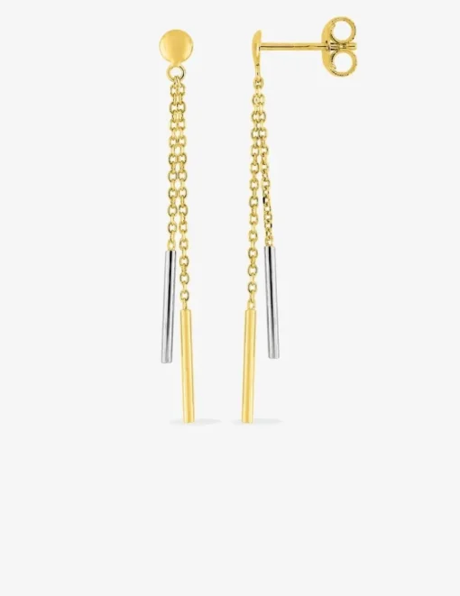 Boucles d'oreilles pendantes bicolores or 375‰ SO OR