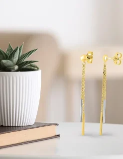 Boucles d'oreilles pendantes bicolores or 375‰ SO OR