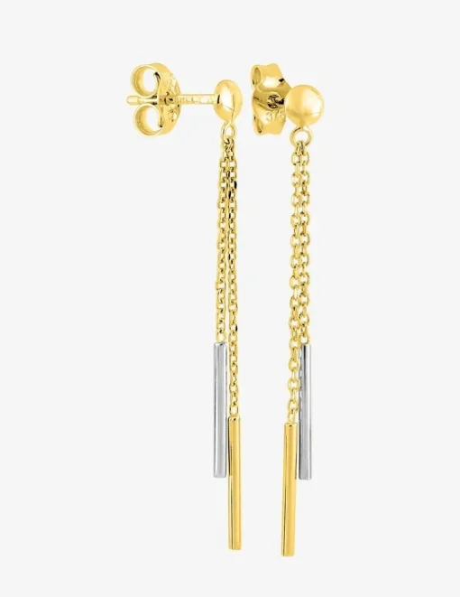 Boucles d'oreilles pendantes bicolores or 375‰ SO OR