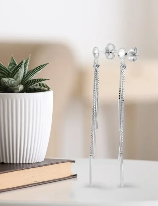Boucles d'oreilles pendantes or blanc 375‰ SO OR