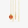 Boucles d'oreilles pendantes Ondine Or jaune 375‰ et motif laque corail SO OR