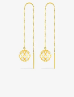 Boucles d'oreilles pendantes Mélodie Or jaune 375‰ et laque ivoire SO OR