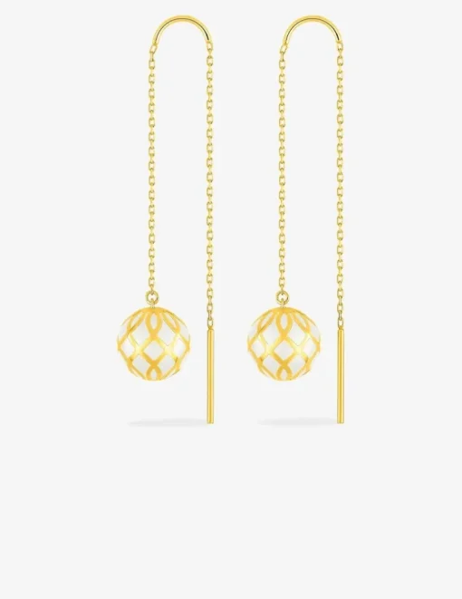 Boucles d'oreilles pendantes Mélodie Or jaune 375‰ et laque ivoire SO OR