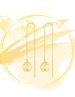 Boucles d'oreilles pendantes Mélodie Or jaune 375‰ et laque ivoire SO OR